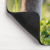 Maus riecht an einem gelben Löwenzahn Mousepad (Ecke)