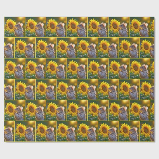 Maus riecht eine Herbstsonnenblume Geschenkpapier (Flach)