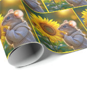 Maus riecht eine Herbstsonnenblume Geschenkpapier (Rolleneckpunkt)