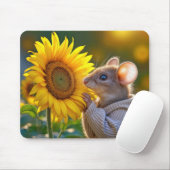 Maus riecht eine Sonnenblume Mousepad (Mit Mouse)