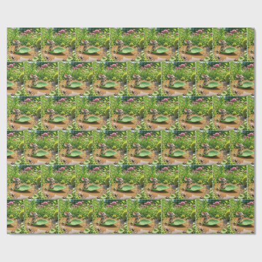 Maus Rudern eines grünen Leaf-Bootes Geschenkpapier (Flach)