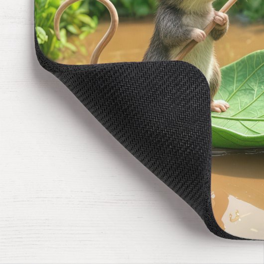 Maus Rudern eines grünen Leaf-Bootes Mousepad (Ecke)