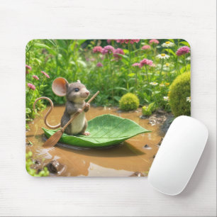 Maus Rudern eines grünen Leaf-Bootes Mousepad