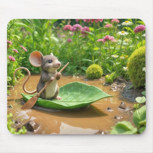 Maus Rudern eines grünen Leaf-Bootes Mousepad (Vorne)