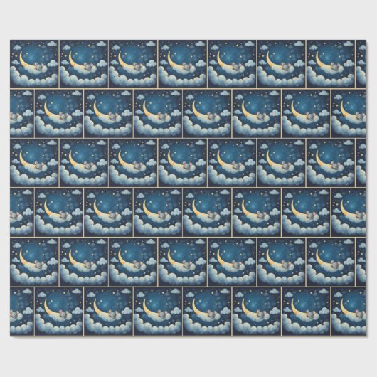 Maus schlafen in einer Wolke Geschenkpapier (Flach)