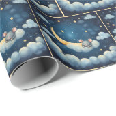 Maus schlafen in einer Wolke Geschenkpapier (Rolleneckpunkt)