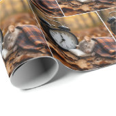 Maus schläft neben einem Wecker Geschenkpapier (Rolleneckpunkt)