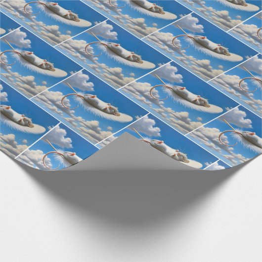 Maus schwebt auf einer Feder Geschenkpapier (Ecke)