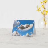 Maus schwebt auf einer Feder Karte (Gelbe Blume)