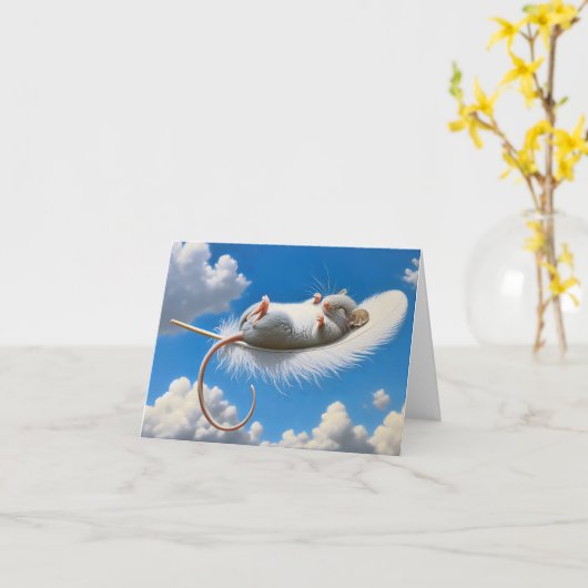 Maus schwebt auf einer Feder Karte (Gelbe Blume)