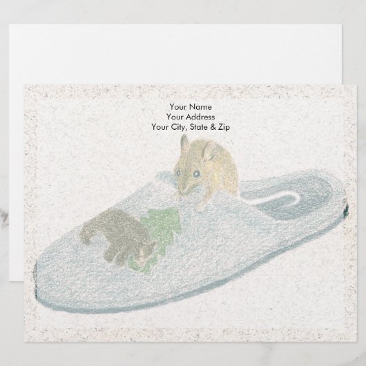 Maus Slipper Briefbogen (Vorne/Hinten)