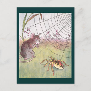 Maus, Spider und Web auf der Wiese Postkarte