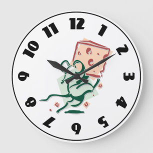 Maus stiehlt Käse Lustig Niedlich Nagetier Große Wanduhr