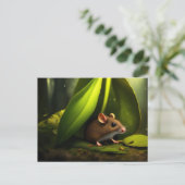 Maus sucht Schutz vor dem Regen Postkarte (Stehend Vorderseite)