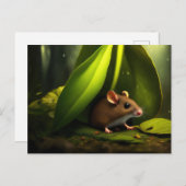 Maus sucht Schutz vor dem Regen Postkarte (Vorne/Hinten)
