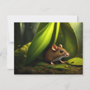 Maus sucht Schutz vor dem Regen Postkarte