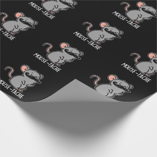 Maus tache Funny Mouse Pun Dark BG Geschenkpapier (Ecke)