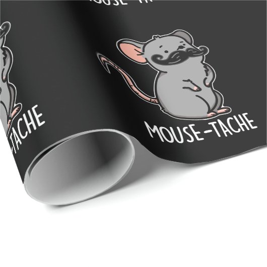 Maus tache Funny Mouse Pun Dark BG Geschenkpapier (Rolleneckpunkt)