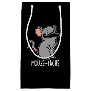 Maus tache Funny Mouse Pun Dark BG Kleine Geschenktüte