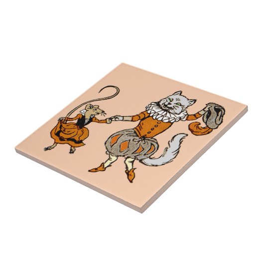 Maus tanzen mit Katze Fliese (Seite)