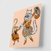 Maus tanzen mit Katze Quadratische Wanduhr (Winkel)