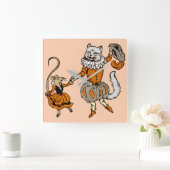 Maus tanzen mit Katze Quadratische Wanduhr (Zuhause)