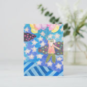 Maus und Ballon Postkarte (Stehend Vorderseite)