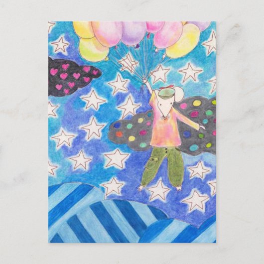 Maus und Ballon Postkarte (Vorderseite)