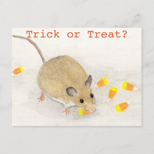 Maus und Candy Corns Halloween Postkarte (Vorderseite)