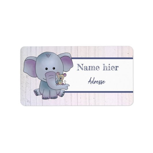 Maus und Elefant Adressaufkleber (Vorne)