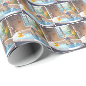 Maus und Ente in Blase im Bad Geschenkpapier (Rolleneckpunkt)