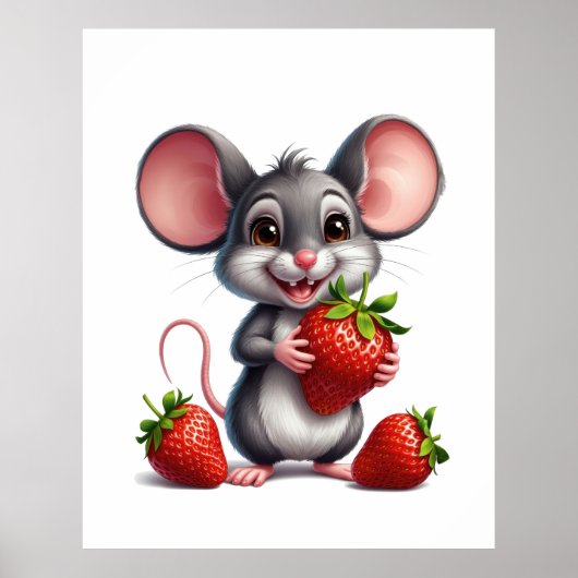 Maus und Erdbeere Poster (Vorne)