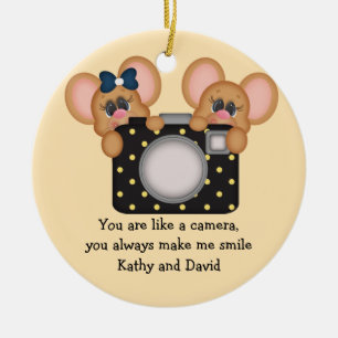 Maus und Kamera Keramikornament