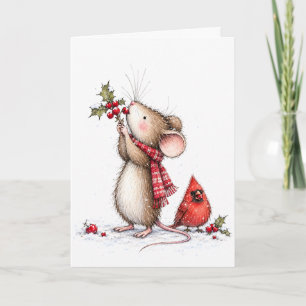 Maus- und Kardinals-Weihnachtsgrußkarte Karte