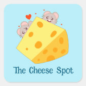 Maus und Käse Quadratischer Aufkleber (Vorderseite)