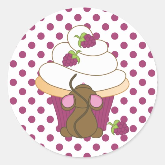 Maus und Kuchen Runder Aufkleber (Vorderseite)