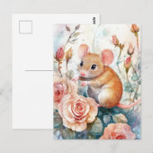 Maus und Rose Postkarte (Vorne/Hinten)