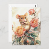 Maus und Rose Postkarte (Vorne/Hinten)