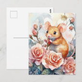 Maus und Rose Postkarte (Vorne/Hinten)