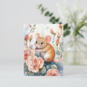 Maus und Rosen Postkarte (Stehend Vorderseite)
