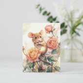Maus und Rosen Postkarte (Stehend Vorderseite)