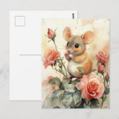 Maus und Rosen Postkarte (Vorne/Hinten)