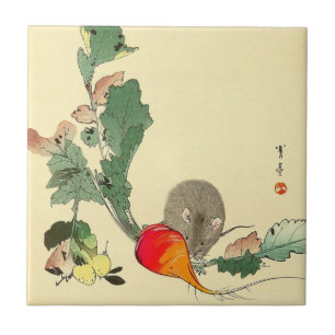 Maus und roter Rettich, japanisches malendes Fliese
