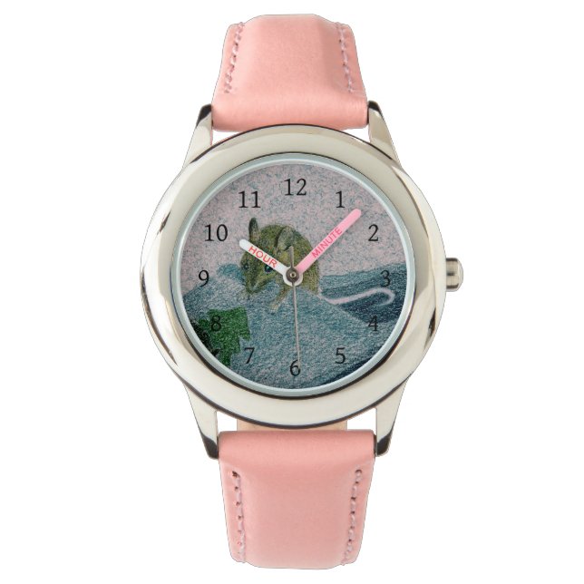 Maus und Slipper Armbanduhr (Vorderseite)