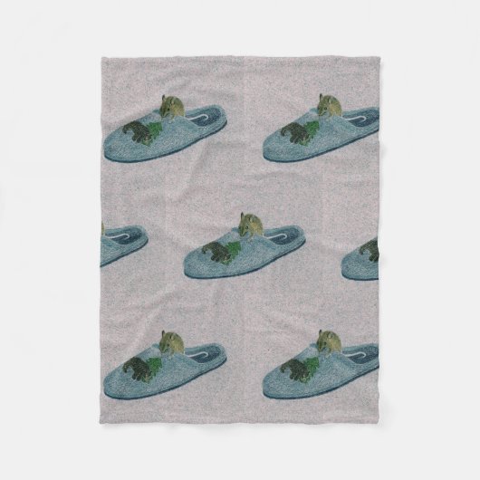Maus und Slipper Fleecedecke (Vorderseite)