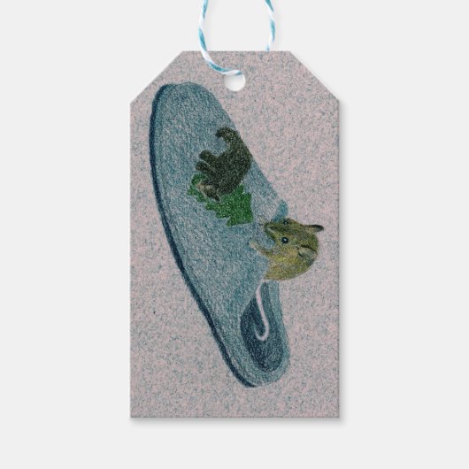 Maus und Slipper Geschenkanhänger (Vorderseite)
