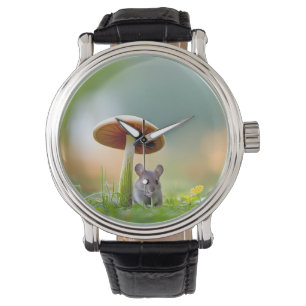 Maus unter einem Pilz Armbanduhr