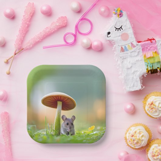 Maus unter einem Pilz Pappteller (Party)