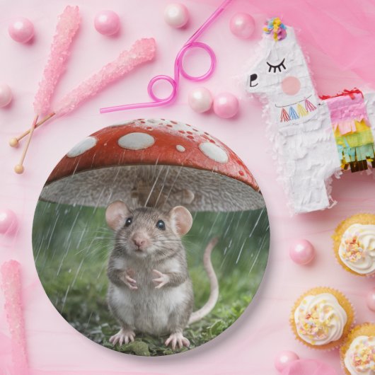 Maus unter einem Pilz Pappteller (Party)