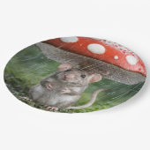 Maus unter einem Pilz Pappteller (Schrägansicht)